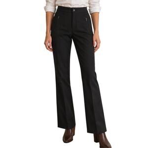 Theory Black Flare Trousers Pants Size 6 Simena Y2K Low Rise Work Office Zipper